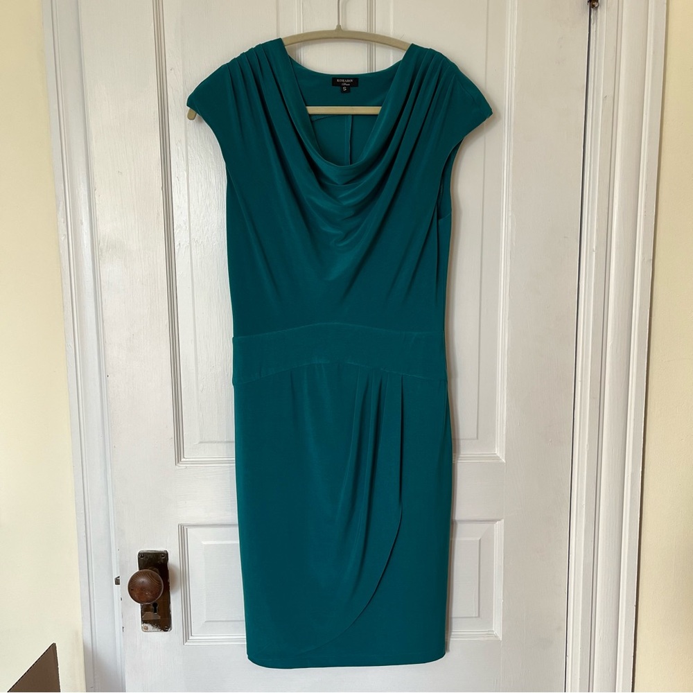 Komarov Jersey Cowl-Neck Emerald Green Dress - S